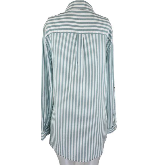 Soft Surroundings Mint Green Striped Lightweight Long Sleeve Blouse XL - Picture 3 of 6